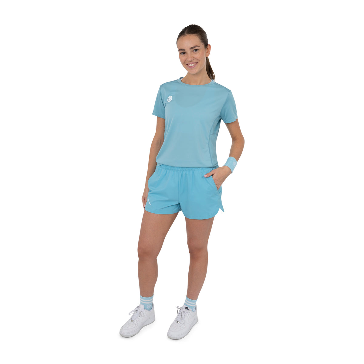 Women agility round neck tee in blauw (Serene Blue) – foto 5