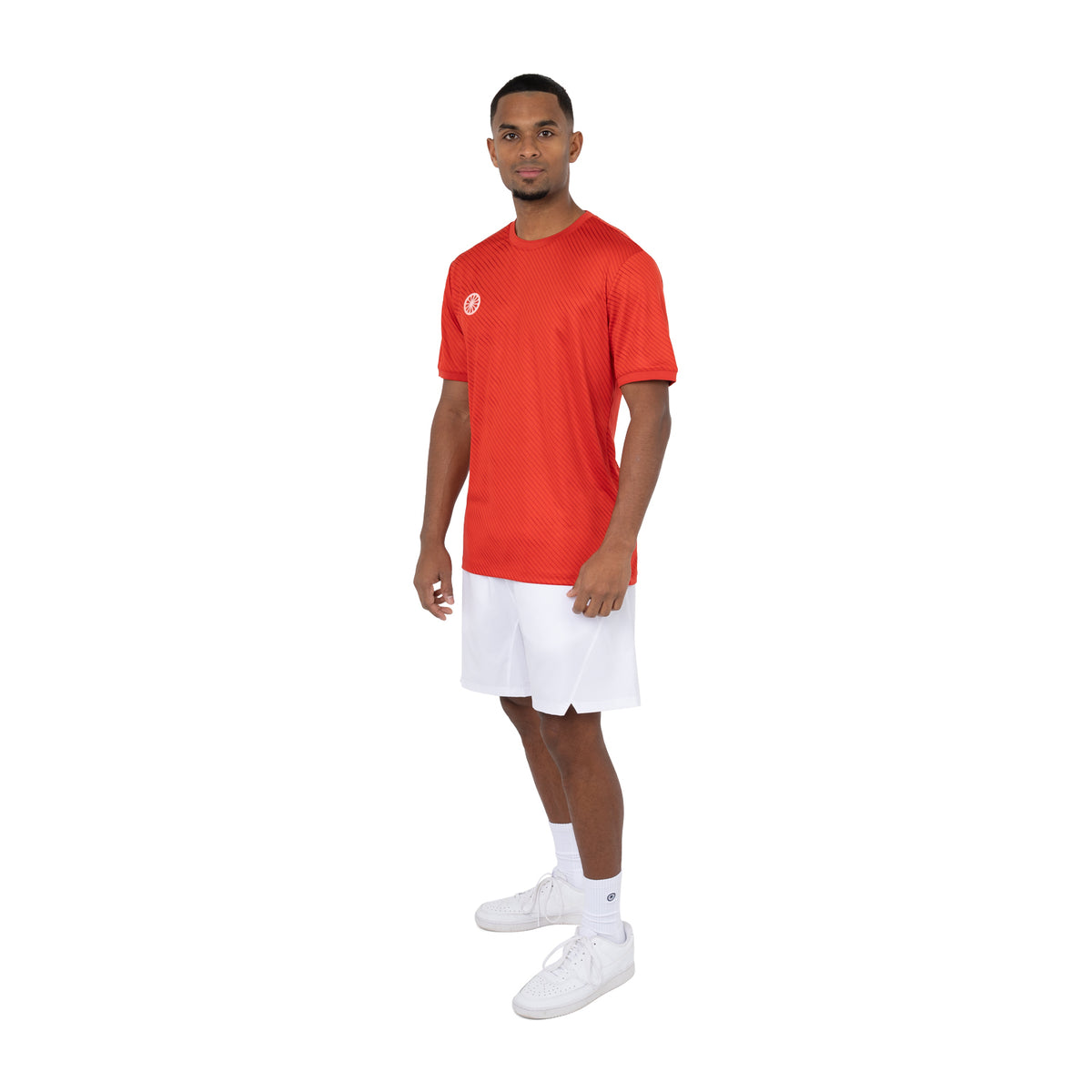 Men pique printed tee in rood (Ruby Red) – foto 6