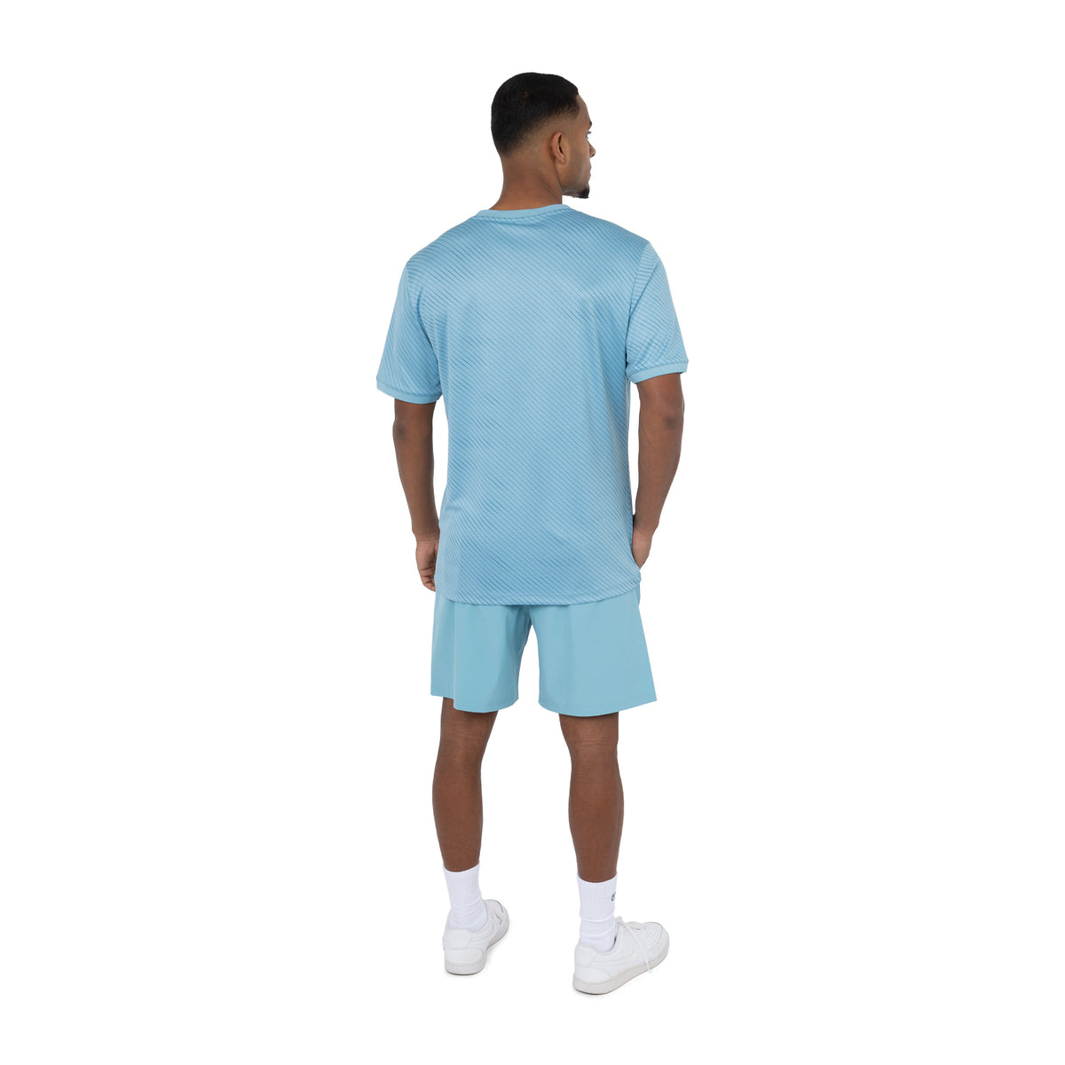 Men pique printed tee in blauw (Serene Blue) – foto 7