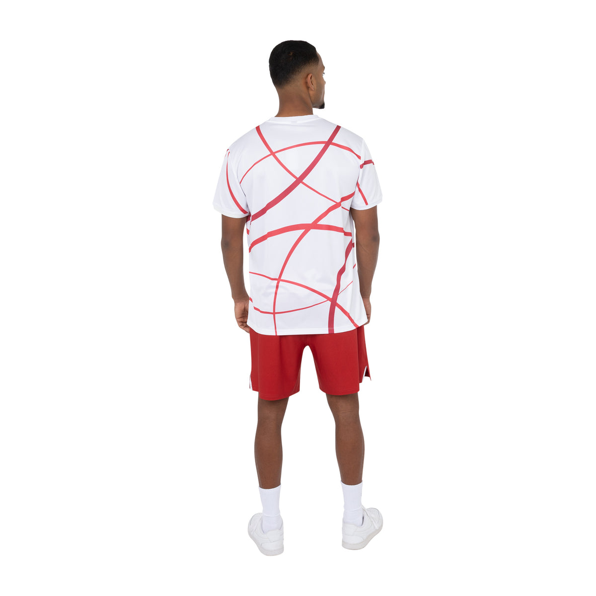 Men pique smash tee in rood (Ruby Red) – foto 7