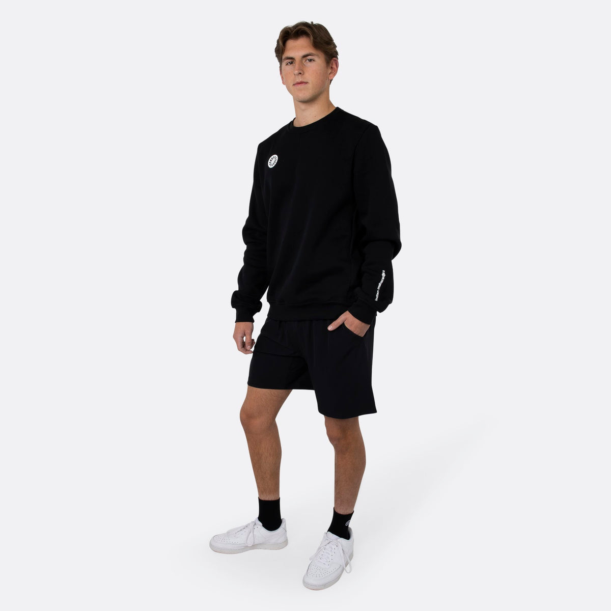 Men classic crew sweater in zwart (Black) – foto 6