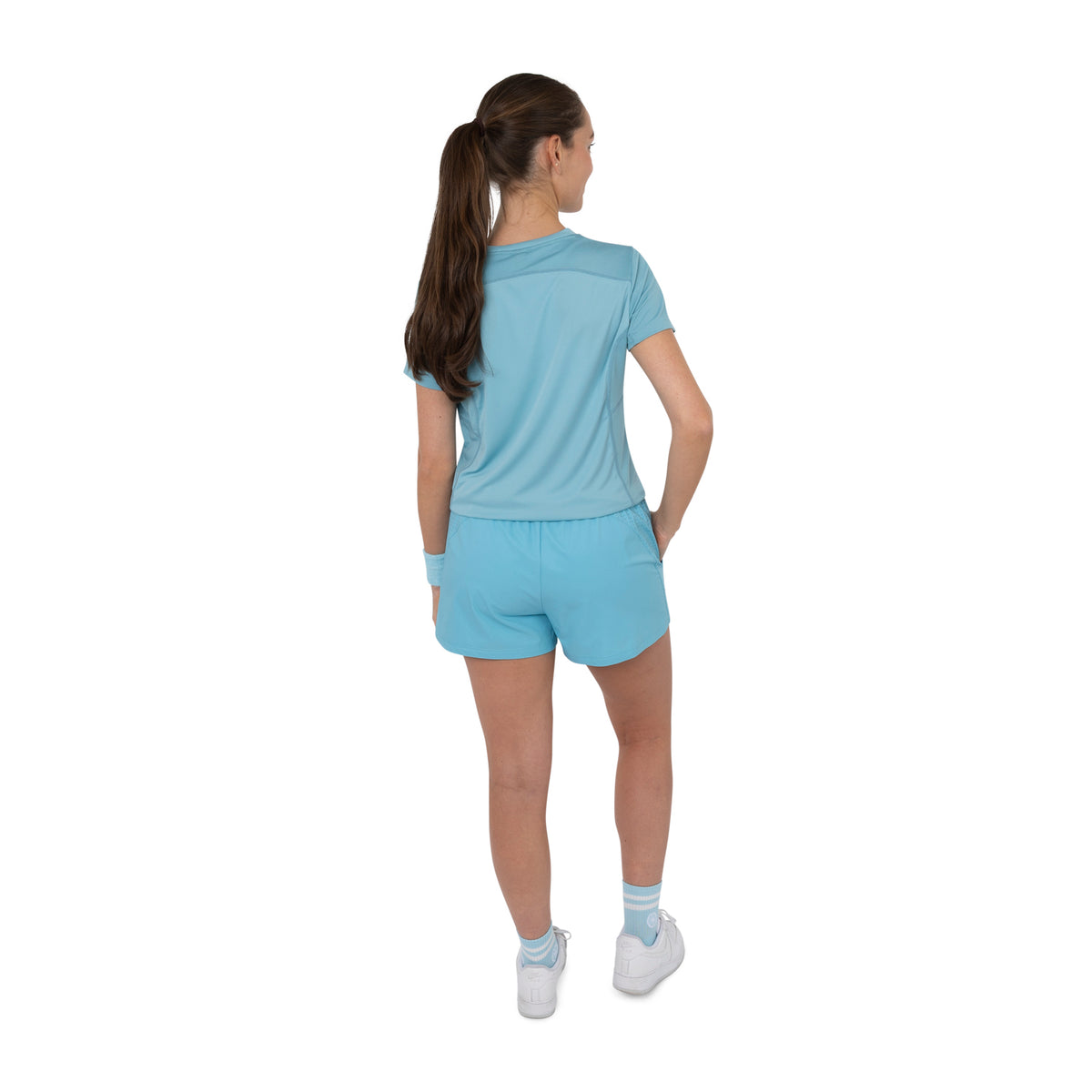 Women agility round neck tee in blauw (Serene Blue) – foto 7