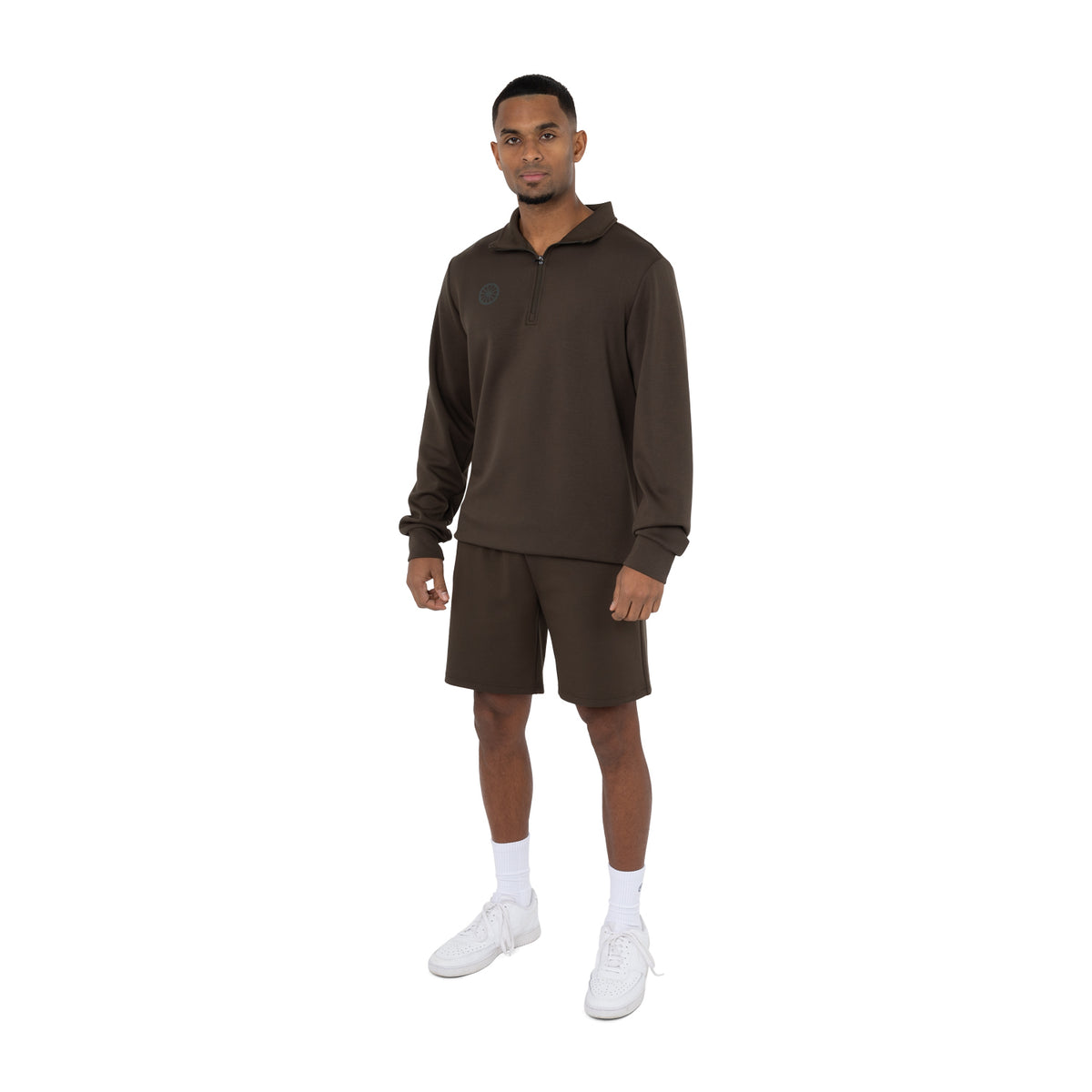 Men soft supreme half zip sweater in bruin (Black Olive) – foto 5