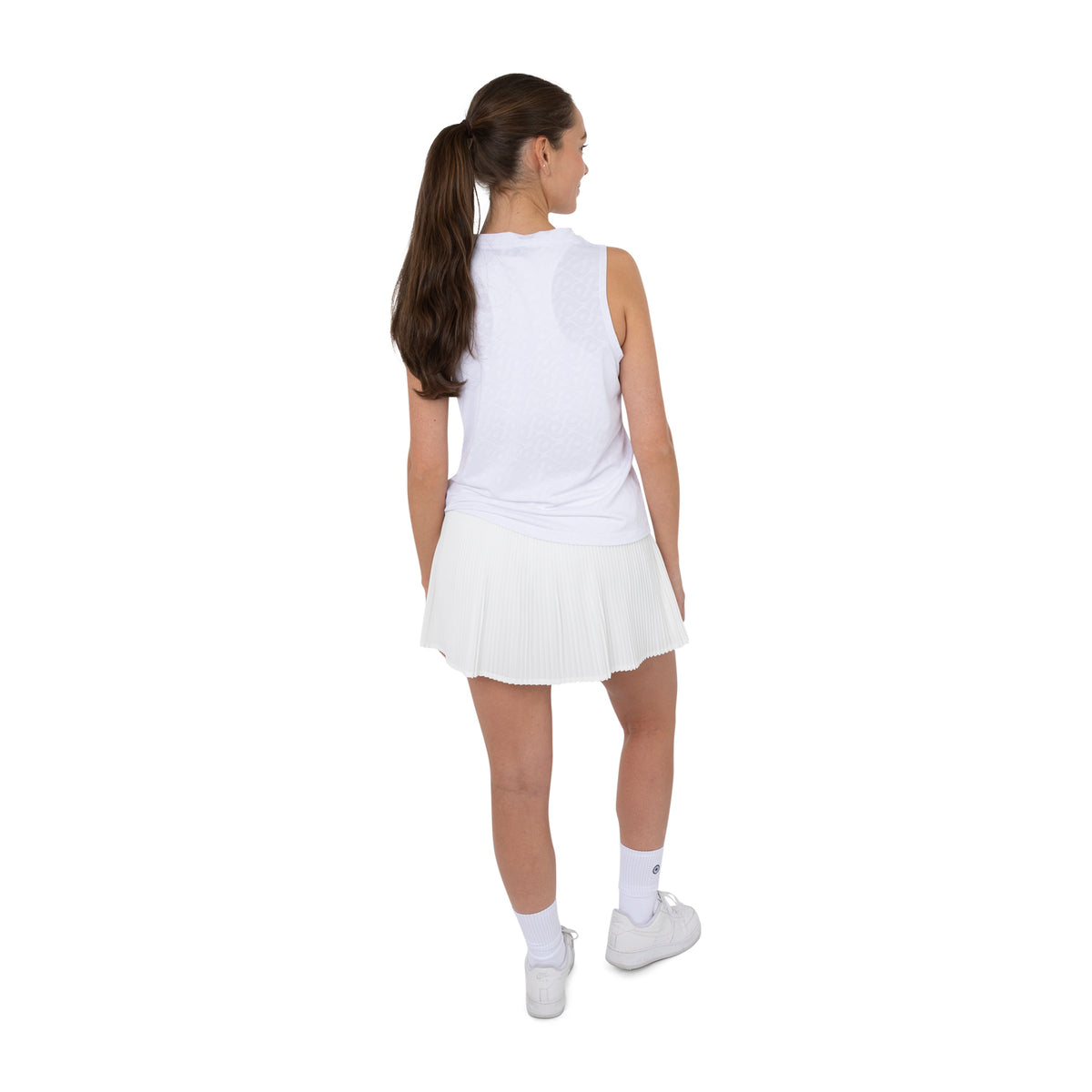 Women sleeveless jacquard top in wit (Bright White) – foto 7