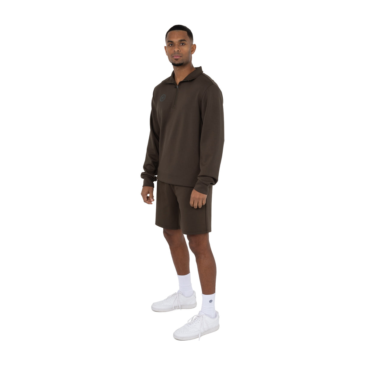 Men soft supreme half zip sweater in bruin (Black Olive) – foto 6