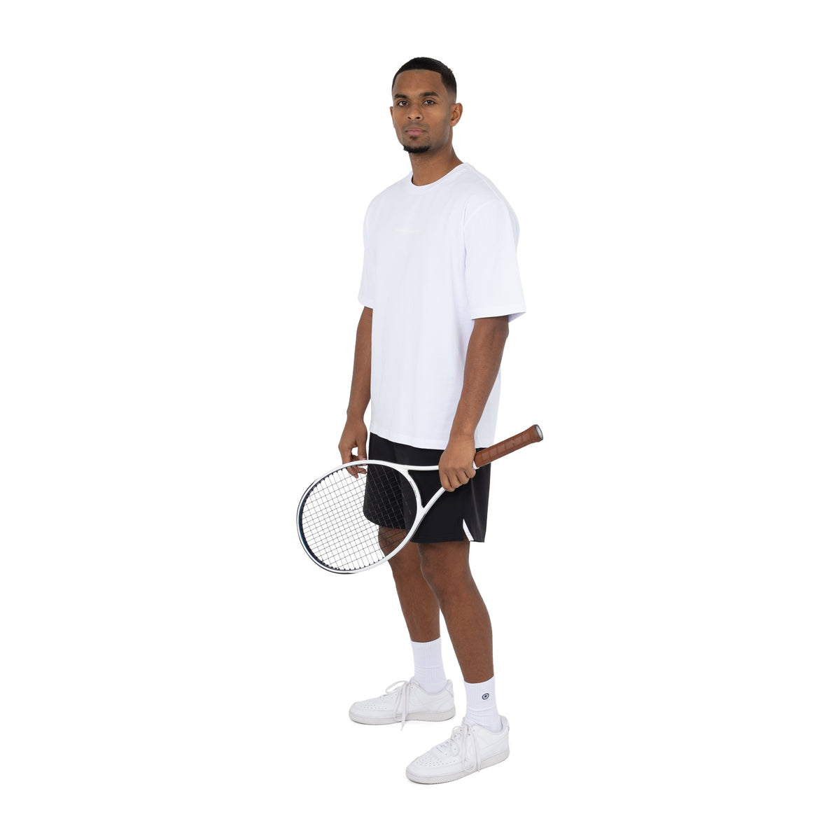Men oversized cotton tee in wit (Bright White) – foto 5