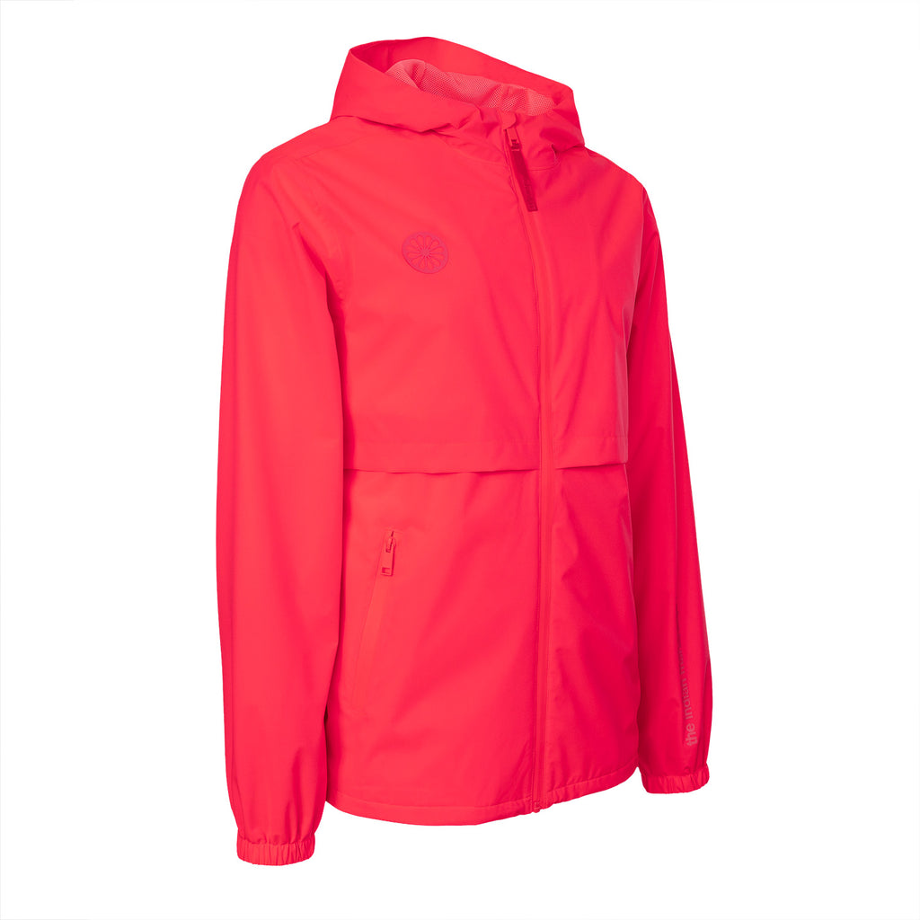 Regenjas unisex in roze – foto 2 – gedragen door heer