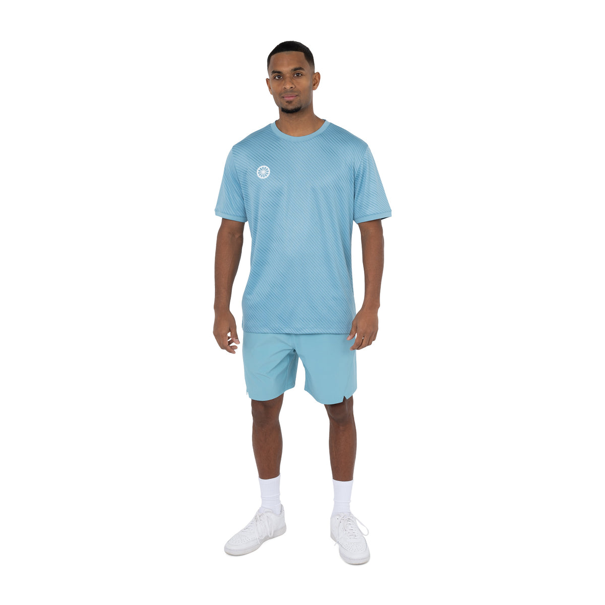 Men pique printed tee in blauw (Serene Blue) – foto 5