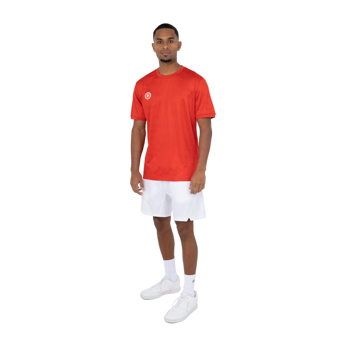 Men pique printed tee in rood (Ruby Red) – foto 5