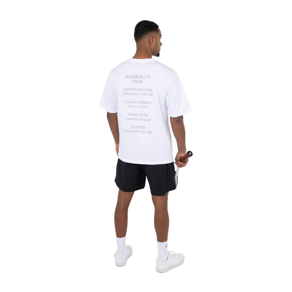 Men oversized cotton tee in wit (Bright White) – foto 6