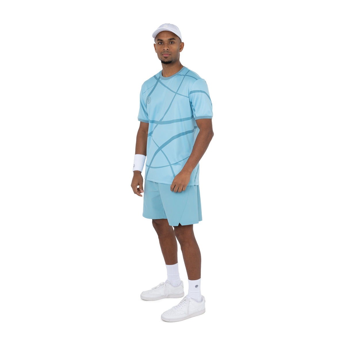 Men pique smash tee in blauw (Serene Blue) – foto 6