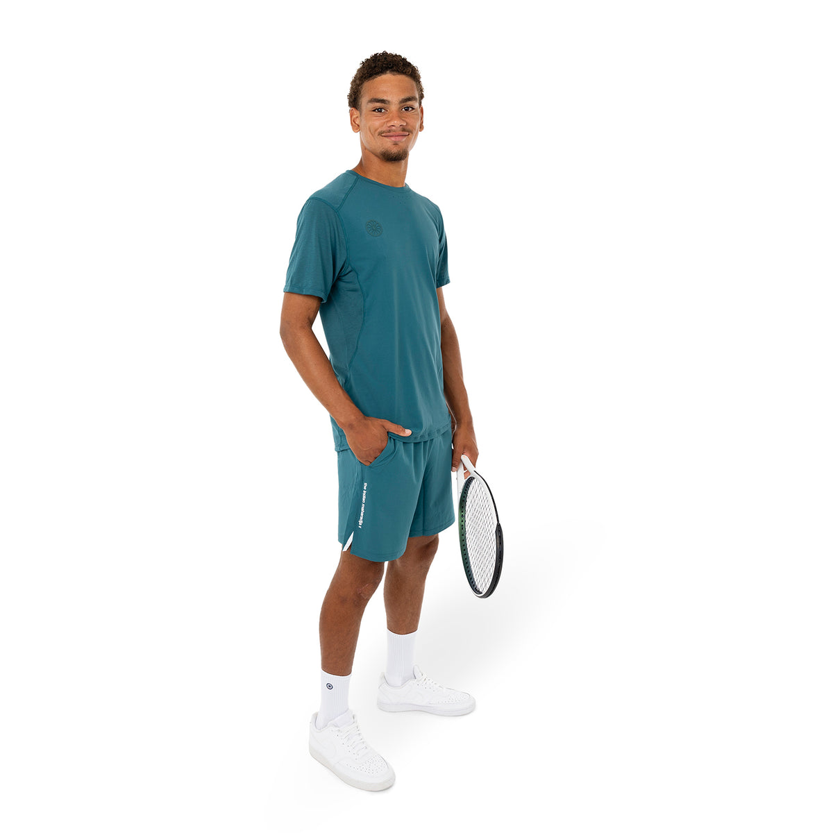 Men dry touch tee in blauw (Ocean) – foto 6