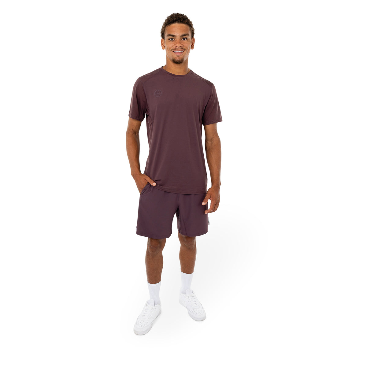 Men dry touch tee in rood (Dark Berry) – foto 5
