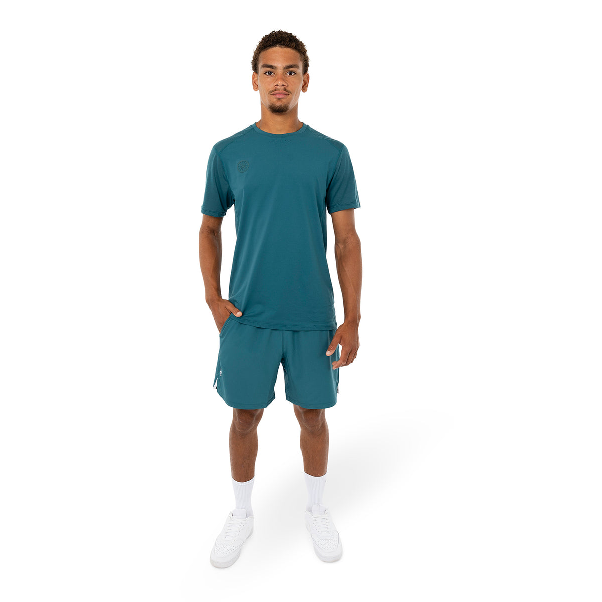 Men dry touch tee in blauw (Ocean) – foto 5