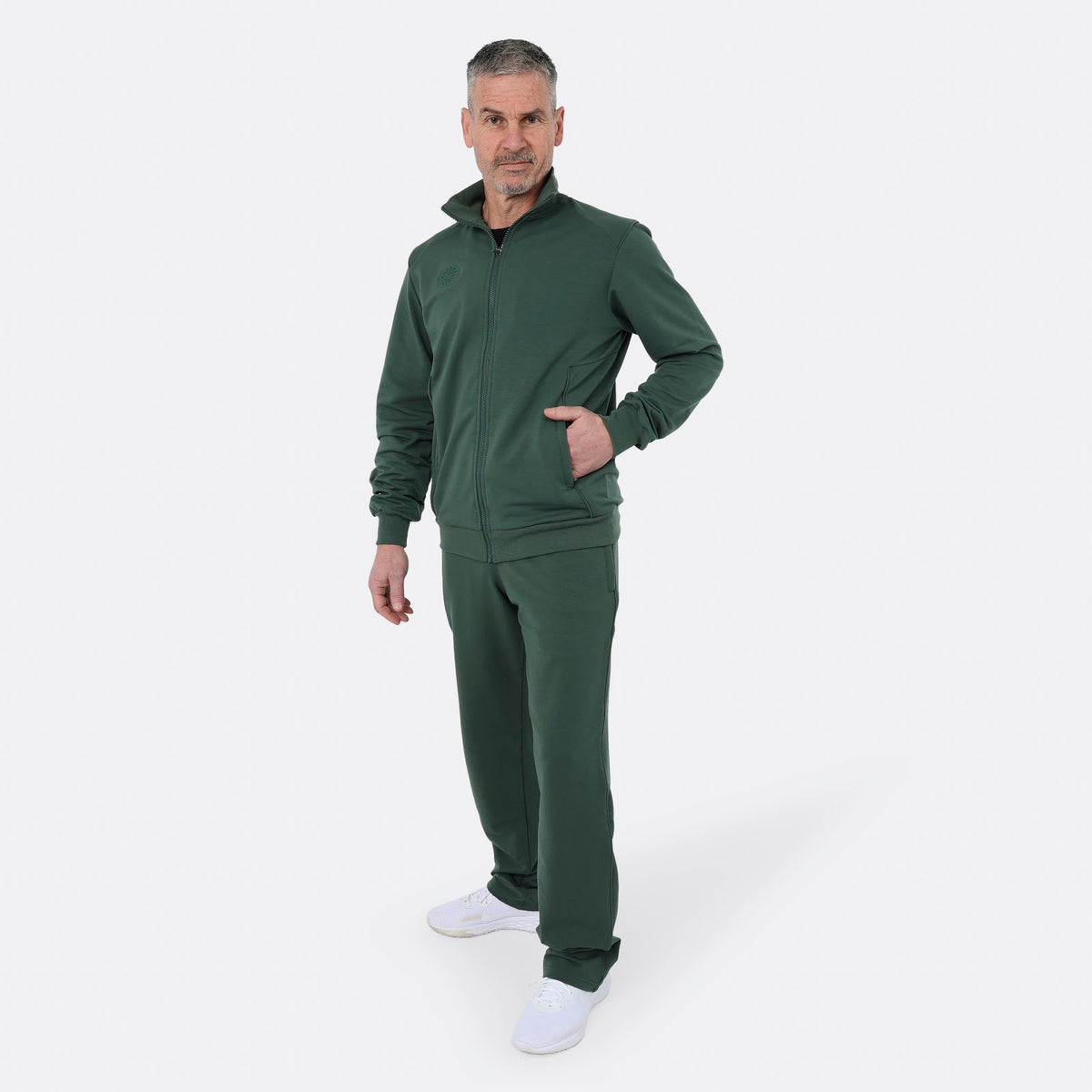 Men cotton track jacket in groen (Hunter Green) – foto 6