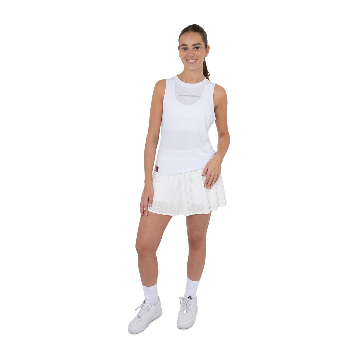 Women sleeveless jacquard top in wit (Bright White) – foto 5