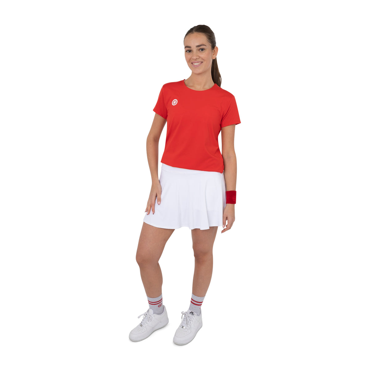 Women breeze round neck tee in rood (Salsa Red) – foto 5