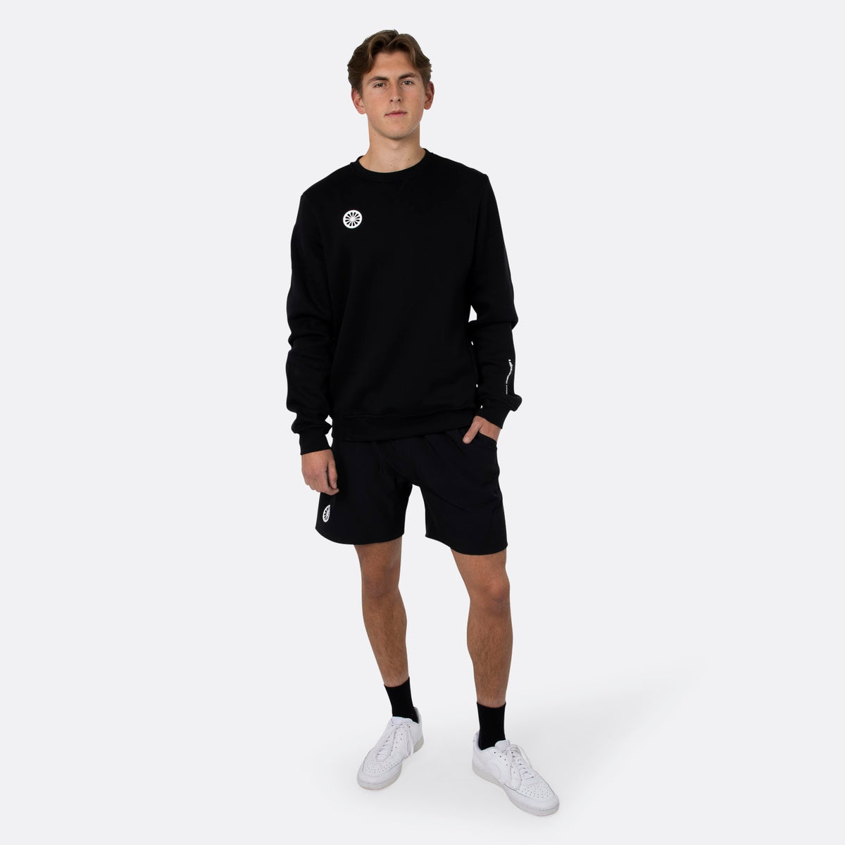 Men classic crew sweater in zwart (Black) – foto 5