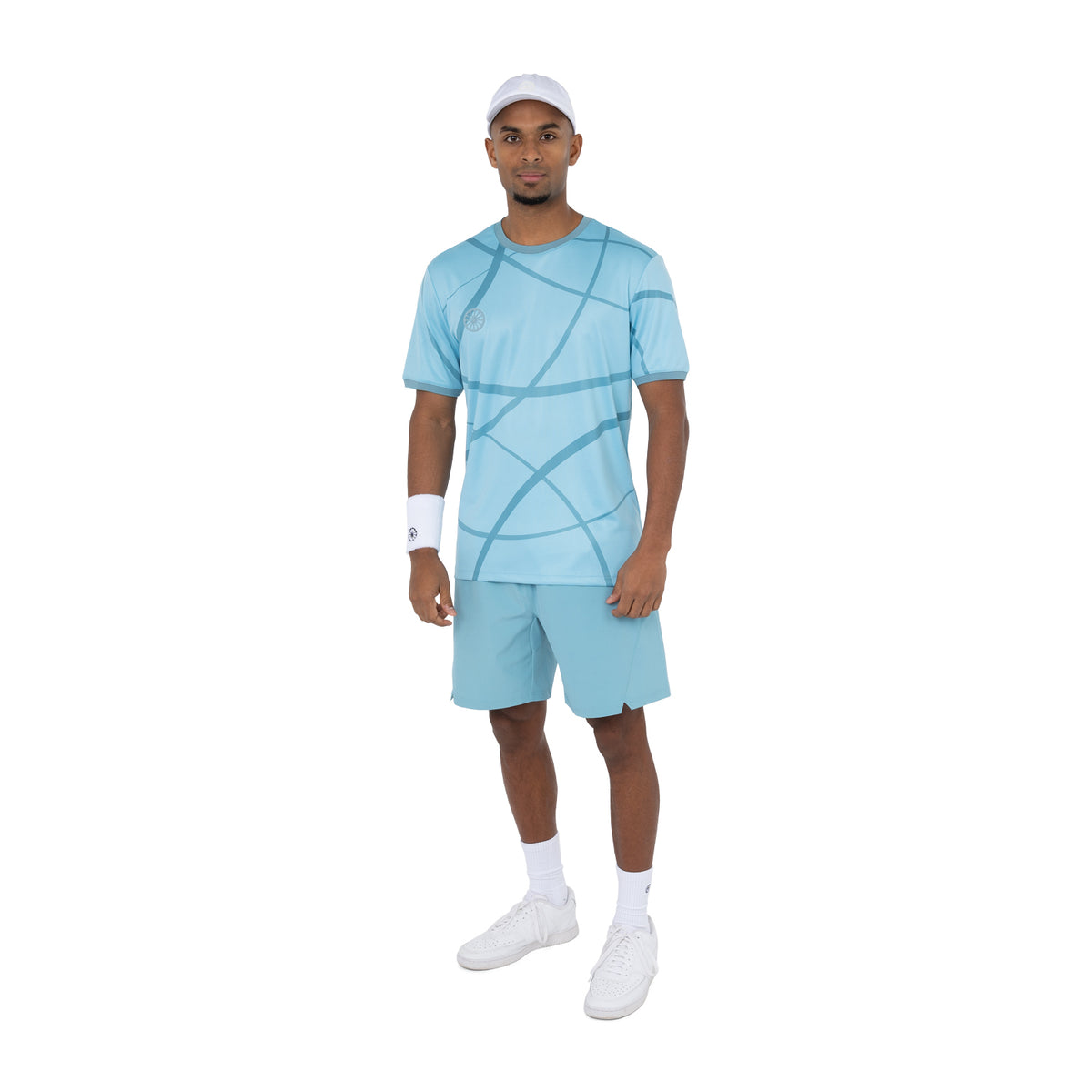 Men pique smash tee in blauw (Serene Blue) – foto 5