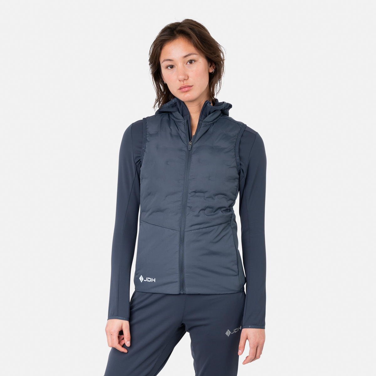 JDH Women hybrid padded gilet - Ink - model 1